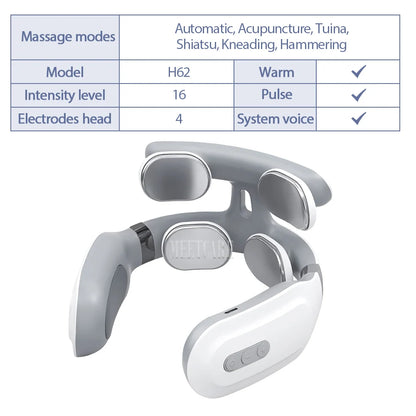 Smart Back Neck Massager TENS Pulse Shoulder Neck Massage Cervical Heating Relieve Pain Muscle Health Care