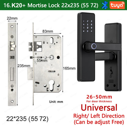 RAYKUBE K20 9-language Biometric Fingerprint Door Lock Electronic Door Lock with  Tuya APP/IC Card/Password/ Key Unlock