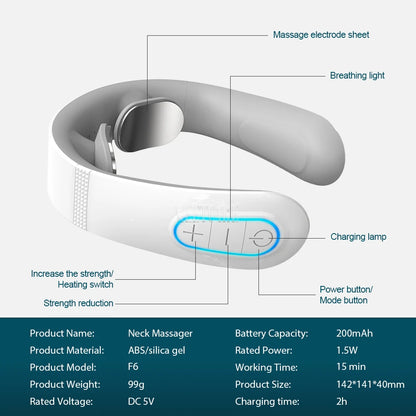 Smart Back Neck Massager TENS Pulse Shoulder Neck Massage Cervical Heating Relieve Pain Muscle Health Care