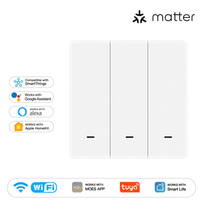 MOES WiFi Matter Smart Switch Light Button Tuya Remote Control EU Verison Work With Alexa Google Home Apple Homekit Smartthings