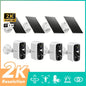 【4Pcs】4Mp Solar Security Cam: Color Night Vision, Pir Detection, 2-Way Talk, Spotlight, Wifi, Ip66, Battery+ Solar Powered