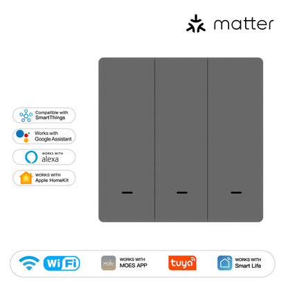 MOES WiFi Matter Smart Switch Light Button Tuya Remote Control EU Verison Work With Alexa Google Home Apple Homekit Smartthings