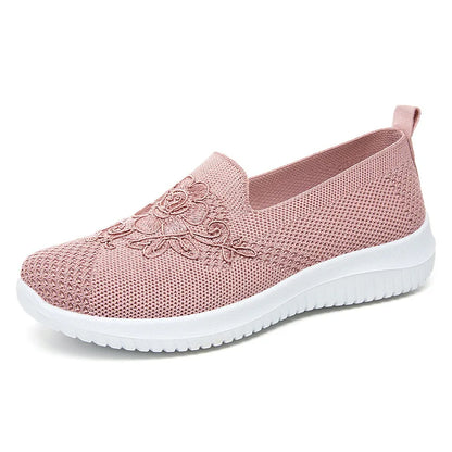 Women's breathable hollow flat shoes, shallow mouth flower solid color mesh shoes, fashionable lazy shoes