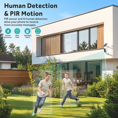 【4Pcs】4Mp Solar Security Cam: Color Night Vision, Pir Detection, 2-Way Talk, Spotlight, Wifi, Ip66, Battery+ Solar Powered