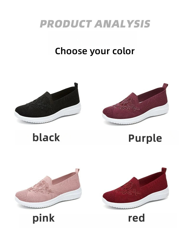 Women's breathable hollow flat shoes, shallow mouth flower solid color mesh shoes, fashionable lazy shoes