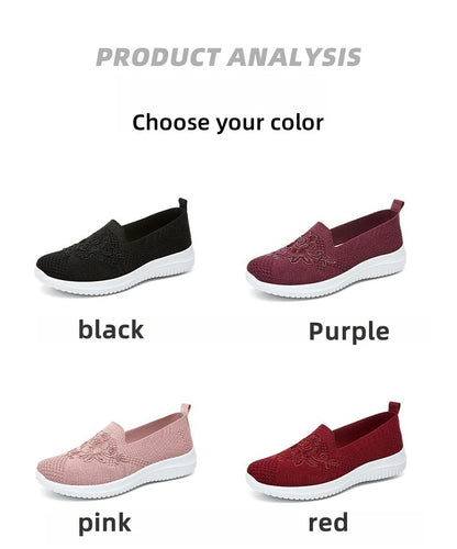 Women's breathable hollow flat shoes, shallow mouth flower solid color mesh shoes, fashionable lazy shoes