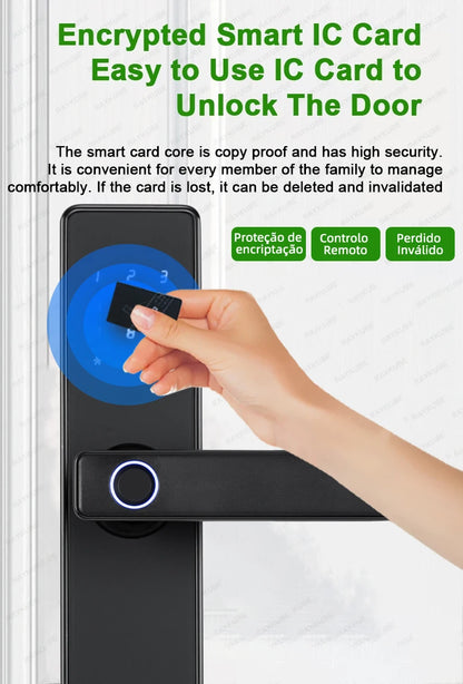 RAYKUBE K20 9-language Biometric Fingerprint Door Lock Electronic Door Lock with  Tuya APP/IC Card/Password/ Key Unlock