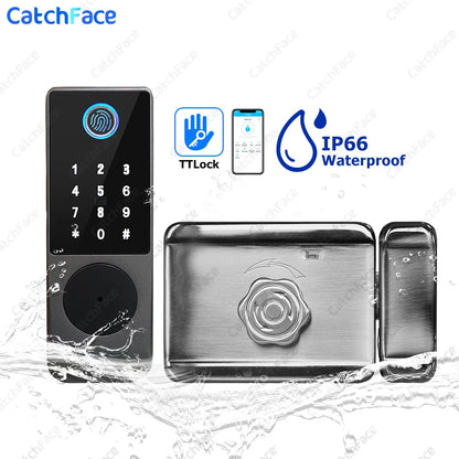 TTLock WIFI Version Built In Gateway Fingerprint Waterproof Outdoor Gate Passcode Rfid Card Keyless Smart Door Lock