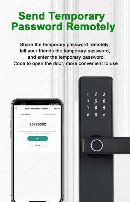 RAYKUBE K20 9-language Biometric Fingerprint Door Lock Electronic Door Lock with  Tuya APP/IC Card/Password/ Key Unlock