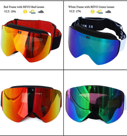 Ski Goggles with Magnetic Double Layer Yellow Lens Skiing Anti-fog UV400 Snowboard Goggles Men Women Ski Glasses Eyewear Set