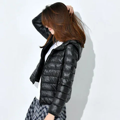 Winter Women Ultralight Thin Down Jacket White Duck Down Hooded Jackets Long Sleeve Warm Coat Parka Female Portable Outwear