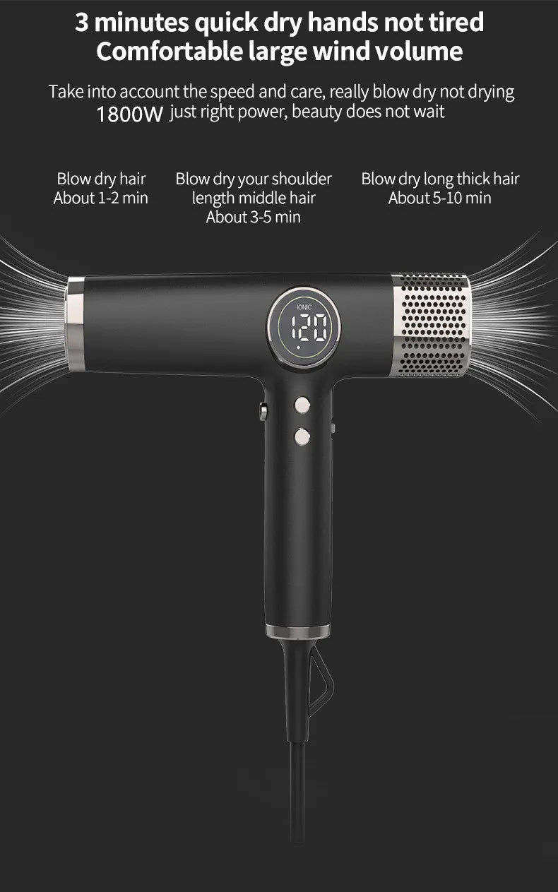 Top Selling 1800W High Power Brushless Professional Salon Hair Blower Dryer BLDC Motor High Speed Negative Ionic Hair Dryer