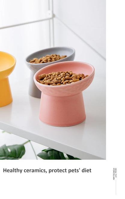 Cat Nordic Style Food Water Bowl Pet Animal Ceramic Eating Dishes High Foot Raised Puppy Cats Matte Bowls Elevated Dog Bowls