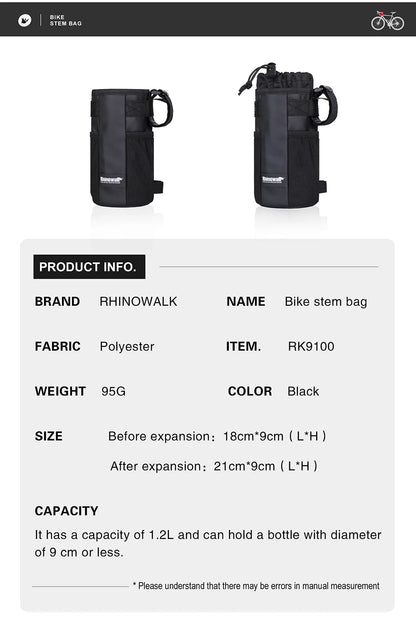 Rhinowalk Handlebar Bag Cycling Water Bottle Carrier Pouch MTB Bike Kettle Bag Riding Handlebar Bag Bicycle Accessories