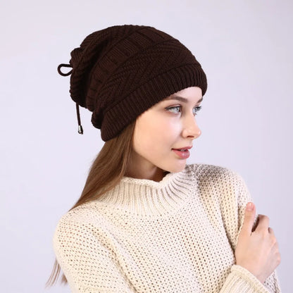 fashion women stretchy knitted Skullies Beanies Hat solid snood scarf warm Beanie For womem Autumn winter Female Beanie cap