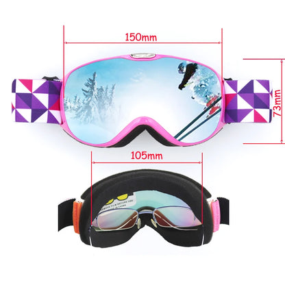 Kids Ski Goggles for Age 4-14 Anti-fog Double Layer UV400 Snow Eyewear Outdoor Sports Winter Snowboard Children Skiing Glasses