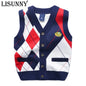 Autumn Spring New Kids Boy Sweater Vest Children Clothing Plaid Stitching Coat Baby Cotton thick top Boys Cardigan Vest