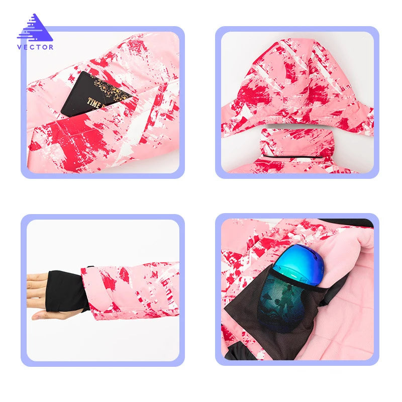 Waterproof Ski Jackets for Children Skiing Snowboarding Jacket Ski Pants Boys Winter Outdoor Ski Jacket Snow Pants -20-30 deg