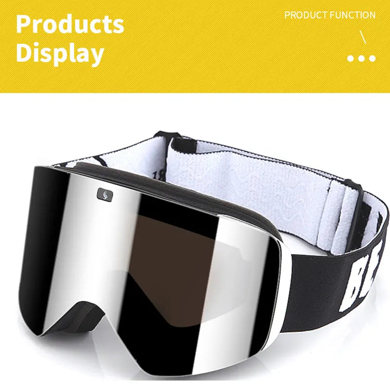 Ski Goggles with Magnetic Double Layer Yellow Lens Skiing Anti-fog UV400 Snowboard Goggles Men Women Ski Glasses Eyewear Set