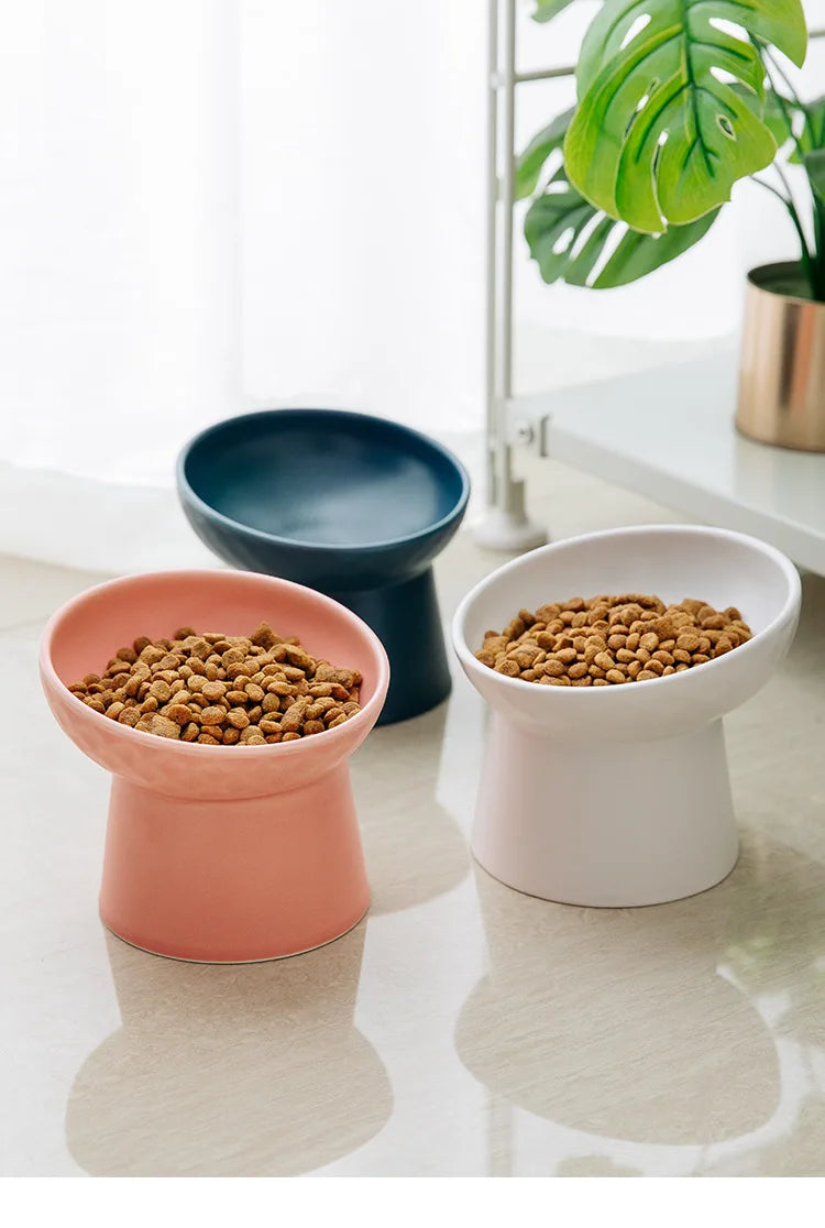 Cat Nordic Style Food Water Bowl Pet Animal Ceramic Eating Dishes High Foot Raised Puppy Cats Matte Bowls Elevated Dog Bowls