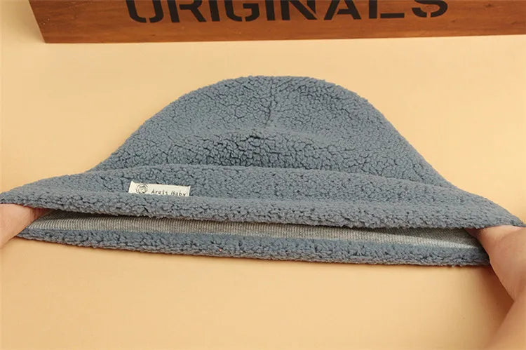 Autumn Winter Cotton Knit Children's Hat Collar 2 Set Boys and Girls Hats Set Baby Solid Color Scarf Cap two-piece