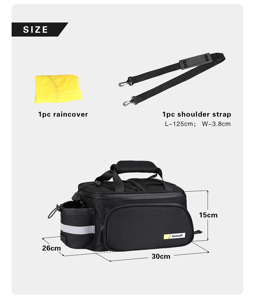 Rhinowalk Bicycle Pannier Bag Multifunctional Bike Rack Bag Trunk Saddle Cycling Large Capacity Travel Bag MTB With Rain Cover