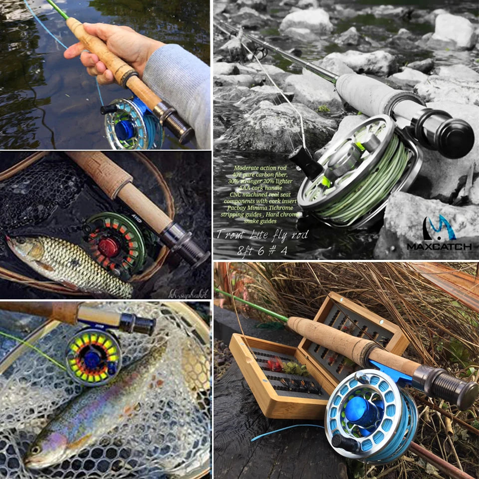 Maximumcatch 3/4/5wt Trout Fly Fishing Rod 7.6/8.6/9ft Moderate Action 40T Carbon Fiber Light Presentation Fly Rod