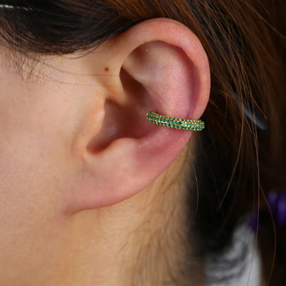 white green blue red cz Circle no piercing women 1 pc bling full cz colorful ear cuff multi piercing clip on earring ice jewelry