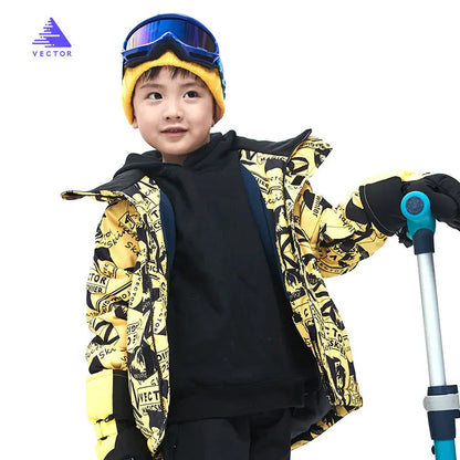 Waterproof Ski Jackets for Children Skiing Snowboarding Jacket Ski Pants Boys Winter Outdoor Ski Jacket Snow Pants -20-30 deg