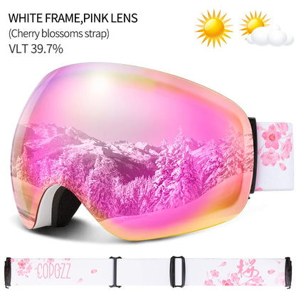 COPOZZ Outdoor Sports Ski Goggles UV400 Protection Ski Mask Male Female Anti-Fog Big Face Snow Glasses Snowboard Skiing Eyewear