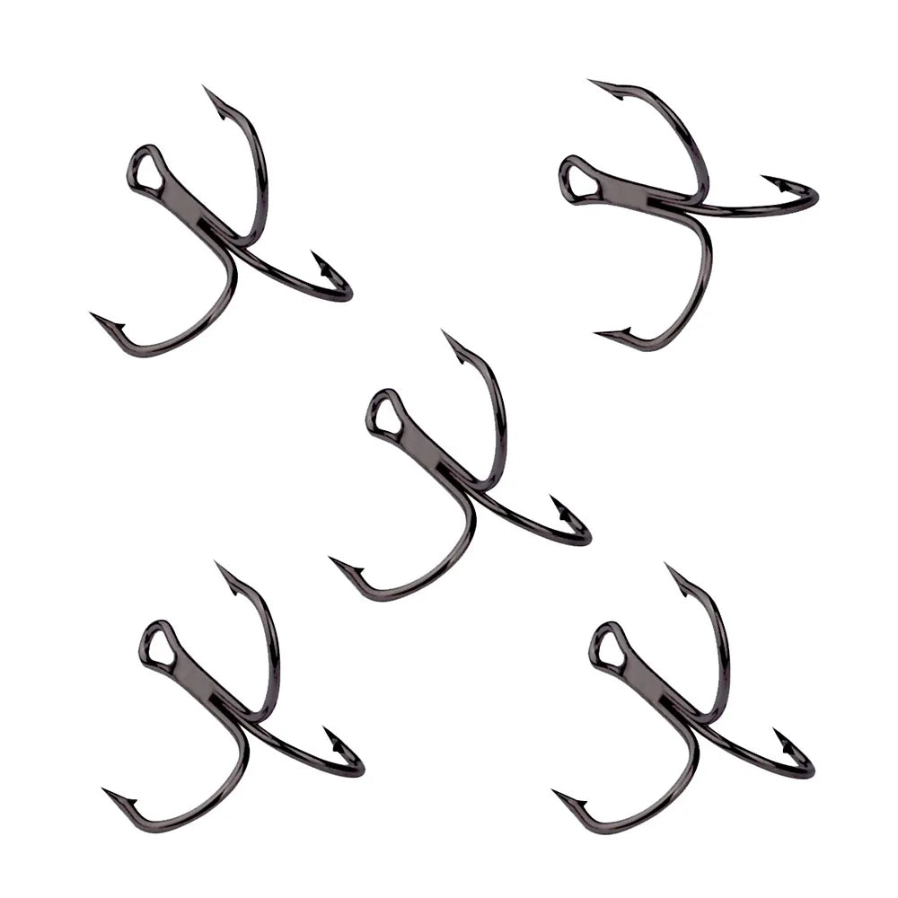 10pcs 35647 3/0#-14# High Carbon Steel Fishing Hook Barbed Treble Hooks Fishhooks Carp Fishing Tackle Round Bend For Bass