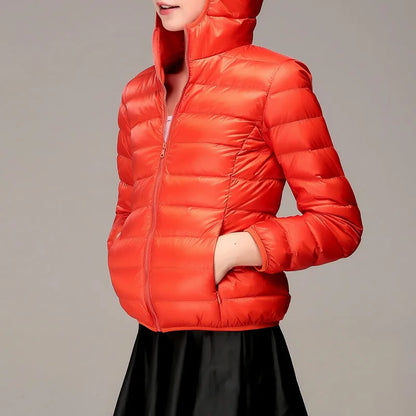 Winter Women Ultralight Thin Down Jacket White Duck Down Hooded Jackets Long Sleeve Warm Coat Parka Female Portable Outwear