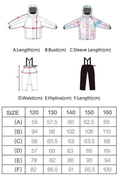 Waterproof Ski Jackets for Children Skiing Snowboarding Jacket Ski Pants Boys Winter Outdoor Ski Jacket Snow Pants -20-30 deg
