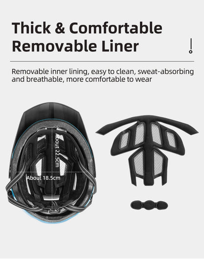 ROCKBROS Bike Headlamp Night Cycling Helmet With Glowing Headlight Warning Light MTB Bicycle Helmet Rechargeable Sport SafetyCap