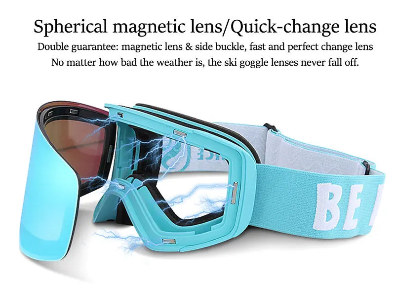Ski Goggles with Magnetic Double Layer Yellow Lens Skiing Anti-fog UV400 Snowboard Goggles Men Women Ski Glasses Eyewear Set