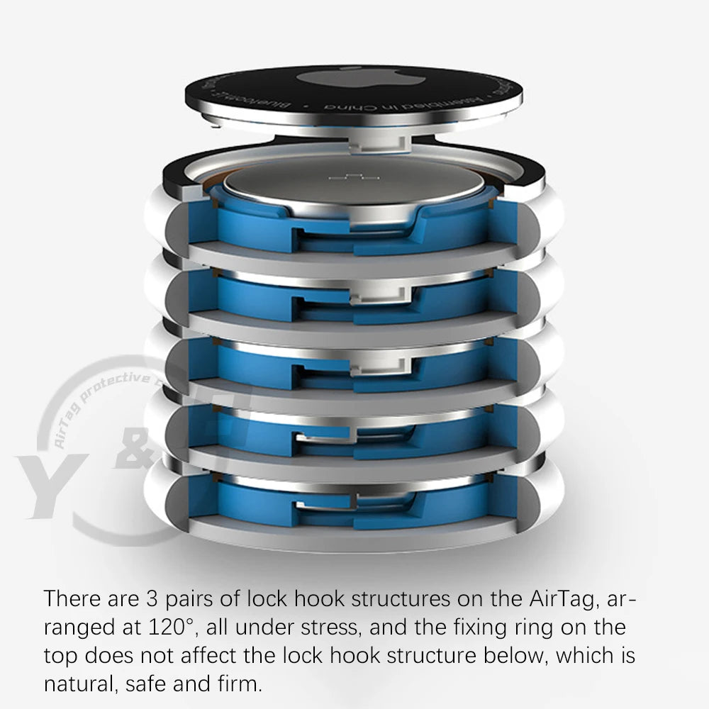 New For Apple AirTag Tracker Holder Stainless Steel Metal Ring Protective Case With Anti-Lost Waterproof Device With Keychain