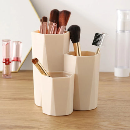 Polish Nail Brush Box 3 Lattices Organizer Storage Tools Desk Case Jewelry Cosmetics Office Table Rack Holder Make up Pen