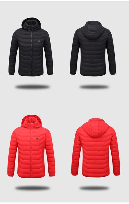 Men's parka Winter Warm USB Heating Jackets Smart Thermostat Pure Color Hooded Heated Clothing male bobojaco Warm padded jacket