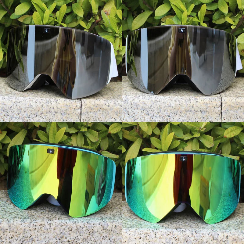 Ski Goggles with Magnetic Double Layer Yellow Lens Skiing Anti-fog UV400 Snowboard Goggles Men Women Ski Glasses Eyewear Set