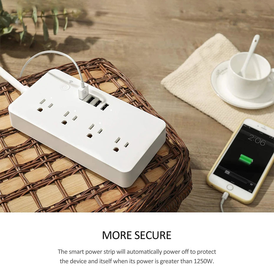 Smart socket WiFi Power Strip Multi Plug With 4 Plug 4USB Port Compatible With alexa google home Smart home Tuya Smart smartlife