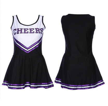 Sexy Sleeveless Cheerleader Costume Women Cosplay Cheer Dancewear Outfits School Girls Cheerleading Mini Dress