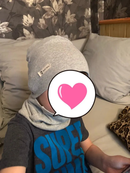 Autumn Winter Cotton Knit Children's Hat Collar 2 Set Boys and Girls Hats Set Baby Solid Color Scarf Cap two-piece