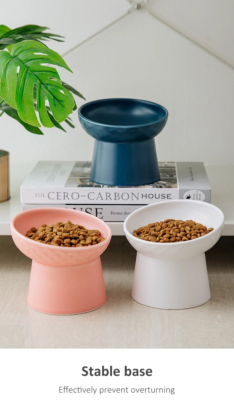 Cat Nordic Style Food Water Bowl Pet Animal Ceramic Eating Dishes High Foot Raised Puppy Cats Matte Bowls Elevated Dog Bowls