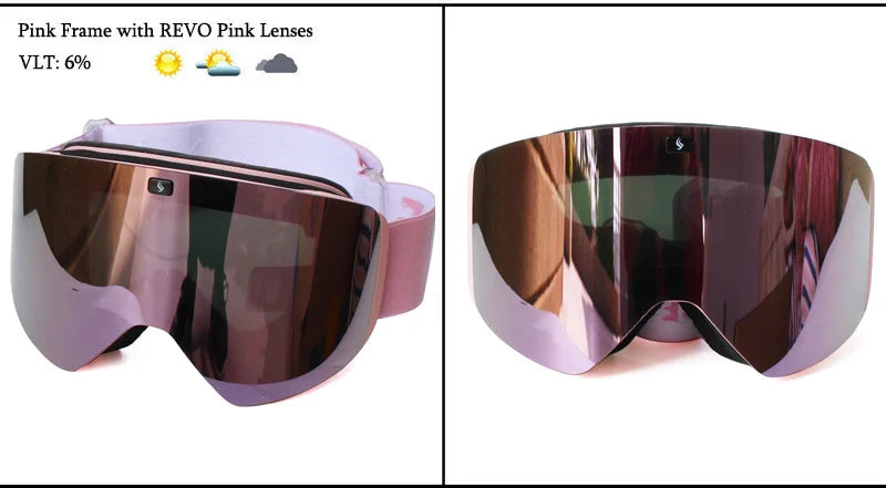 Ski Goggles with Magnetic Double Layer Yellow Lens Skiing Anti-fog UV400 Snowboard Goggles Men Women Ski Glasses Eyewear Set