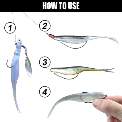 Spinpoler 4.72" Soft Plastic TPR Floating Fluke Jerk Minnow Bait Shad Minnow Silicone Plastic Artificial Swimbait Freshwater 5pc