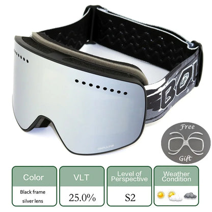 Ski Goggles Snowboard Mask For Men Women Skiing Eyewear UV400 Snow Protection Over Glasses Magnetic Mountaineering Glasses
