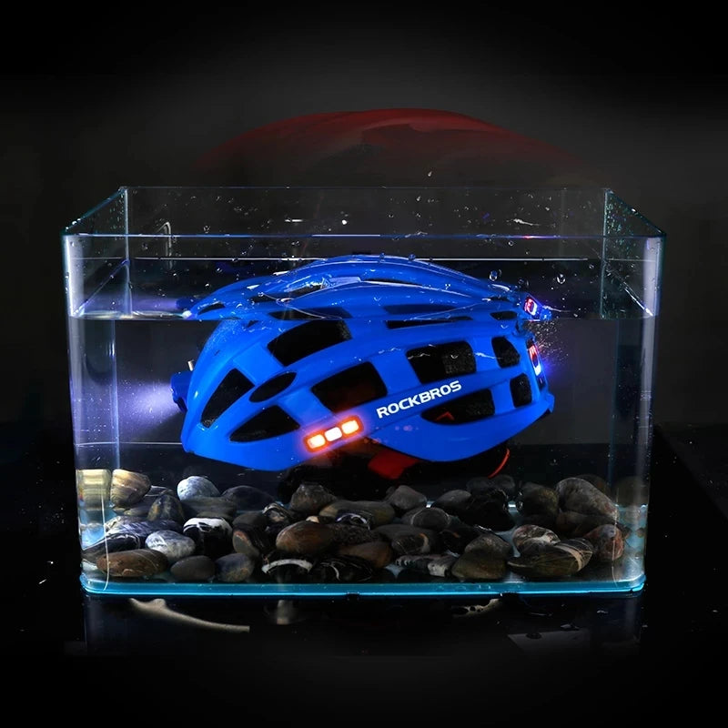 ROCKBROS Bike Headlamp Night Cycling Helmet With Glowing Headlight Warning Light MTB Bicycle Helmet Rechargeable Sport SafetyCap