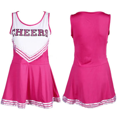 Sexy Sleeveless Cheerleader Costume Women Cosplay Cheer Dancewear Outfits School Girls Cheerleading Mini Dress