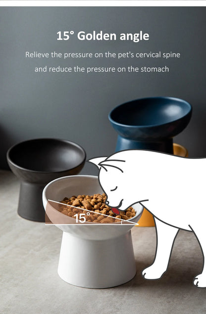Cat Nordic Style Food Water Bowl Pet Animal Ceramic Eating Dishes High Foot Raised Puppy Cats Matte Bowls Elevated Dog Bowls