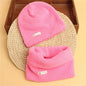 Autumn Winter Cotton Knit Children's Hat Collar 2 Set Boys and Girls Hats Set Baby Solid Color Scarf Cap two-piece